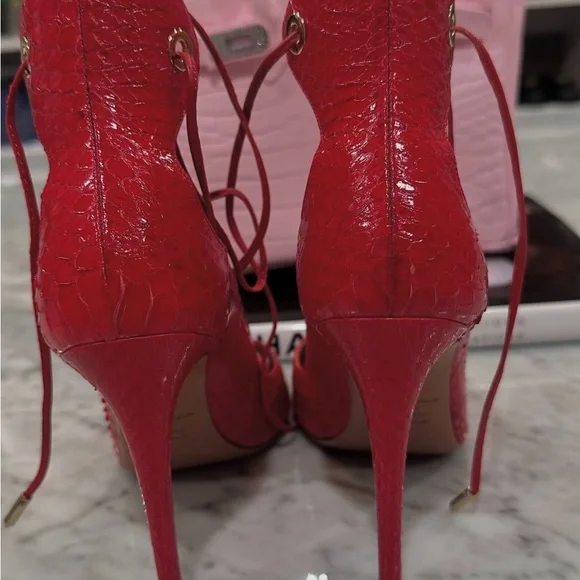Aquazzura Red Platform Lace-Up Heels